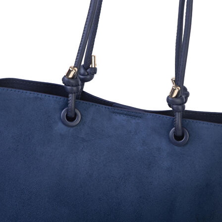  Nas Bag Hafif  Kadın  Büyük Boy Omuz Çantası Lacivert  Süet