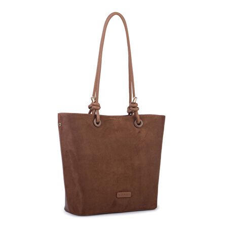  Nas Bag Hafif  Kadın  Büyük Boy Omuz Çantası Taba Süet