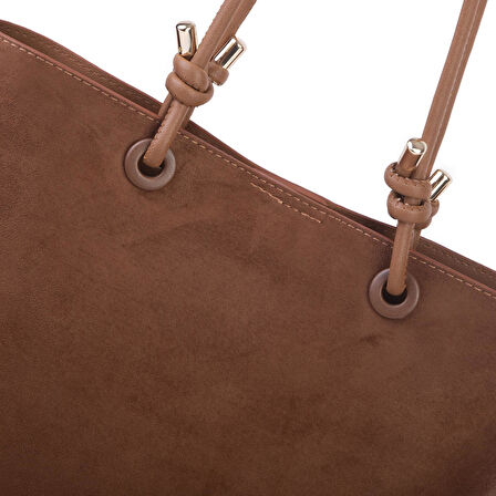  Nas Bag Hafif  Kadın  Büyük Boy Omuz Çantası Taba Süet