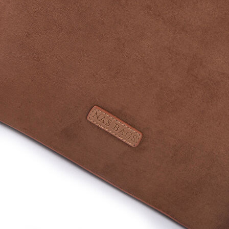  Nas Bag Hafif  Kadın  Büyük Boy Omuz Çantası Taba Süet