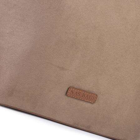  Nas Bag Hafif  Kadın  Büyük Boy Omuz Çantası Vizon Süet