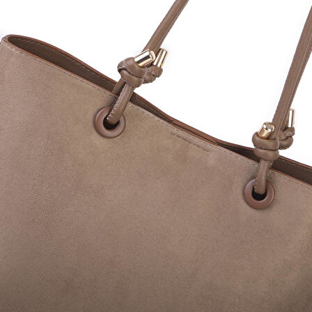  Nas Bag Hafif  Kadın  Büyük Boy Omuz Çantası Vizon Süet