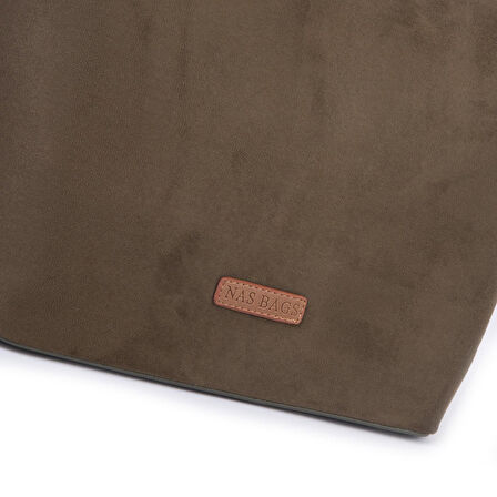  Nas Bag Hafif  Kadın  Büyük Boy Omuz Çantası Yeşil Süet