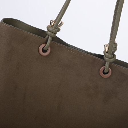  Nas Bag Hafif  Kadın  Büyük Boy Omuz Çantası Yeşil Süet