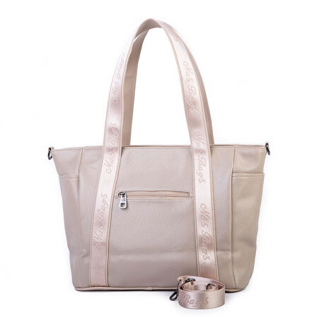Nas Bag Kadın Extra Büyük Omuz Çantası ve Spor Çantası ( 46x36 cm ) Kum Victoria