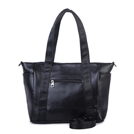 Nas Bag Kadın Extra Büyük Omuz Çantası ve Spor Çantası ( 46x36 cm ) Siyah Victoria