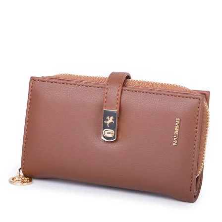 Nas Bag Kadın Orta Boy Kartlık Kağıt Para ve Bozuk Para Tasarımına Sahip Taba Dona [16x9 cm]