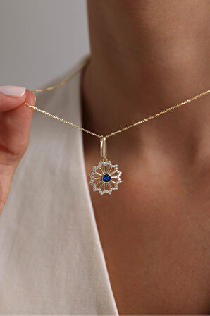 Lacivert Taşlı Stary Charm Kolye