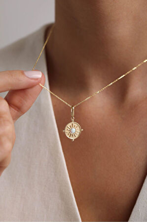 Heritage Beyaz Sedefli Pusula Charm Kolye