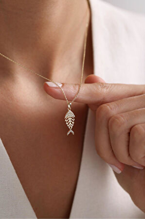 Taşlı Balık Shine Kolye