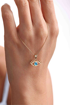 Nazar Boncuklu Kirpikli Göz Kolye