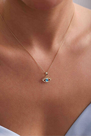 Nazar Boncuklu Kirpikli Göz Kolye