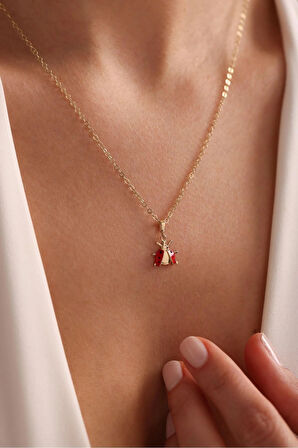 Kırmızı Mineli Uğur Böceği Kolye