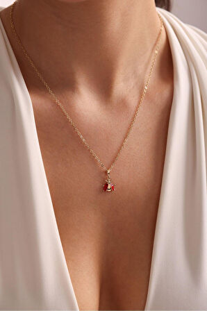 Kırmızı Mineli Uğur Böceği Kolye