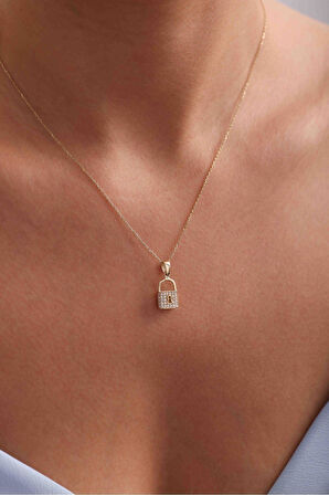 Taşlı Büyük Kilit Kolye