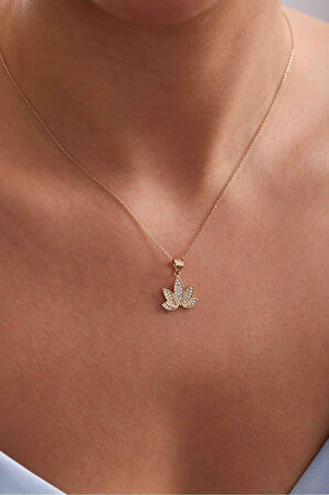 Taşlı Lotus Çiçeği Kolye