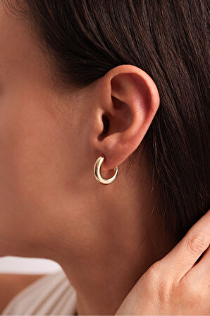 Yarım Bold Halka Küpe