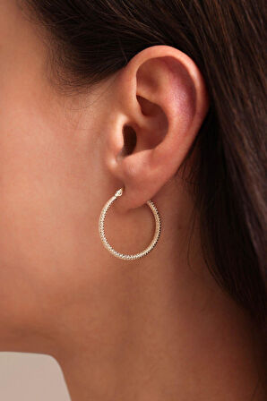 Slim Desenli Halka Küpe