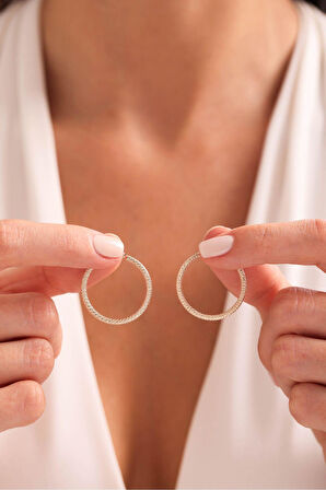 Slim Desenli Halka Küpe