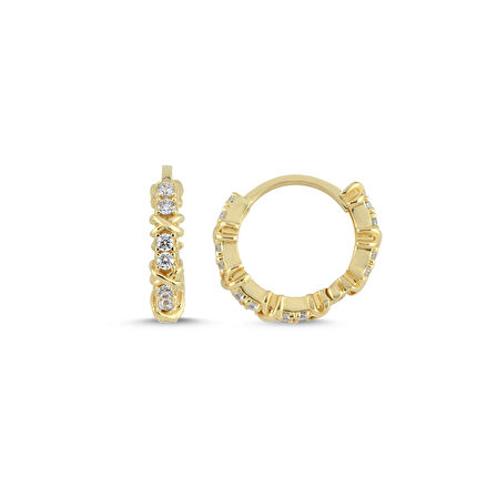 Taşlı Cross Halka Küpe