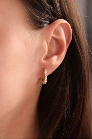 Taşlı Cross Halka Küpe