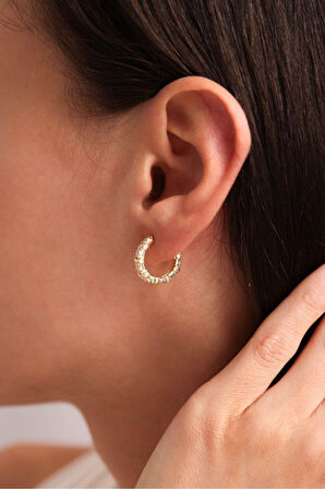 Taşlı Cross Halka Küpe