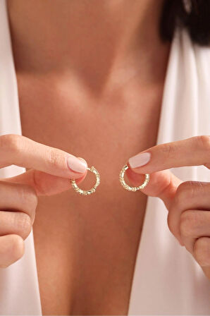 Taşlı Cross Halka Küpe