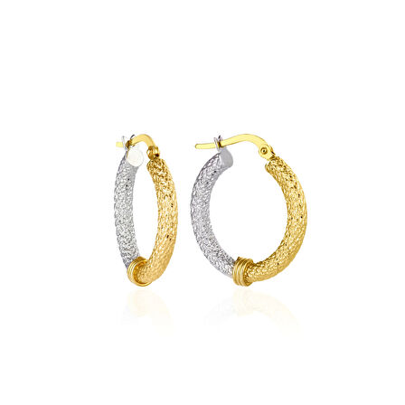 Çift Renk Desenli Halka Küpe