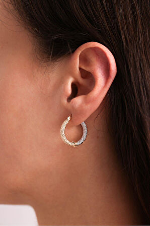 Çift Renk Desenli Halka Küpe