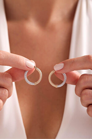 Çift Renk Desenli Halka Küpe