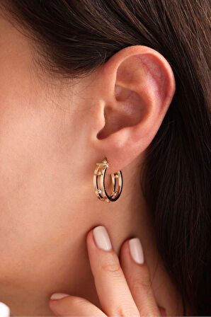 3 Renk Dorika Çift Halka Küpe