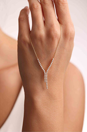 Beyaz Taşlı Su Yolu Sallantılı Kolye