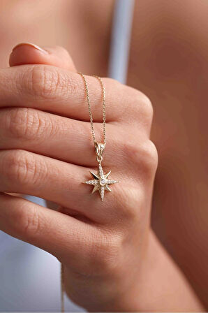 Taşlı Kutup Yıldızı Kalın Kolye Ucu