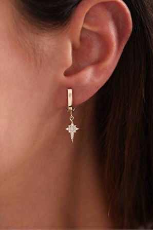 Sallantılı Taşlı Kutup Yıldızı Küpe