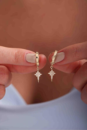 Sallantılı Taşlı Kutup Yıldızı Küpe