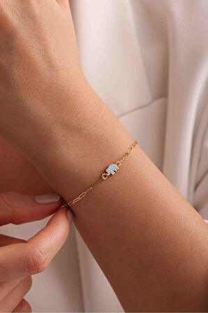 Mavi Mineli Figürlü Fil Çocuk Bileklik