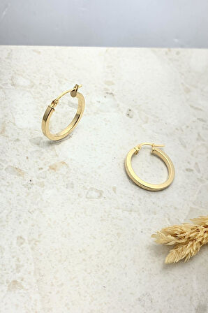 İtalyan Tasarım Halka Köşe Form Küpe