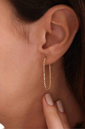 İtalyan Tasarım Uzun Zarif Köşeli Kalemli Form Küpe