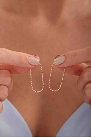 İtalyan Tasarım Uzun Zarif Köşeli Kalemli Form Küpe