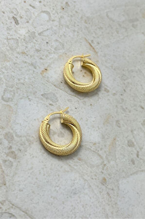 Italyan Tasarım Burgulu Desenli Halka Küpe