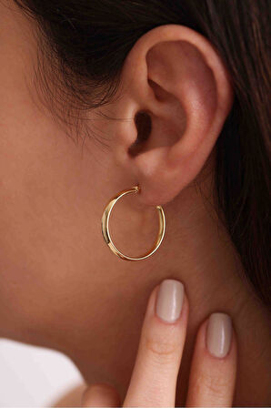 Italyan Tasarım Geniş Halka Küpe