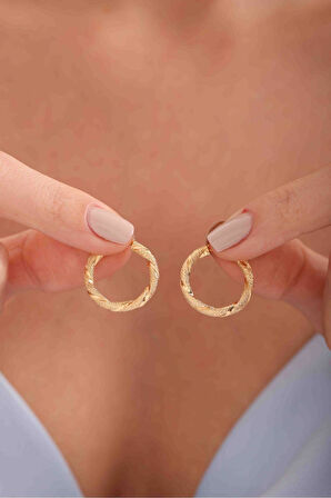 Italyan Tasarım Burgu Halka Desenli Küpe