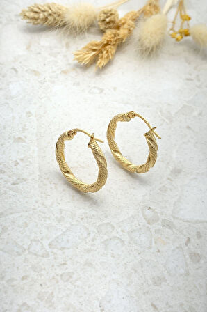 Italyan Tasarım Burgu Halka Desenli Küpe