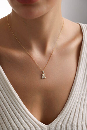 Taşlı Teddy Bear Ayıcık Kolye Ucu