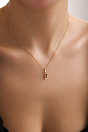 Taşlı Ü Harf Kilitli Charm Kolye