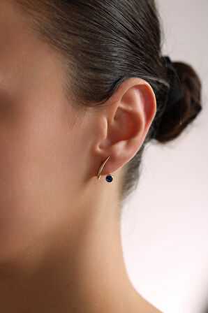 Lacivert Taşlı Signature Küpe