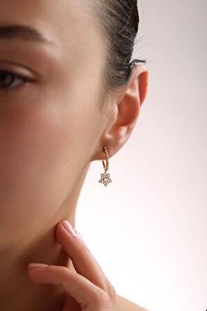 Taşlı Sallantılı Yıldız Rouss Küpe