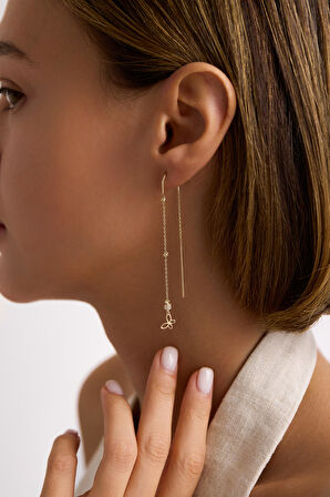 Taşlı Fly Sallantılı Küpe