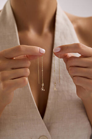 Taşlı Fly Sallantılı Küpe