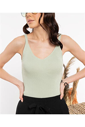 Ip Askılı Yeşil Bluz